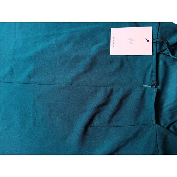 New HELLO MOLLY Embark With You Midi Stretchy Crepe Dress Teal SZ 2 - Picture 15 of 15